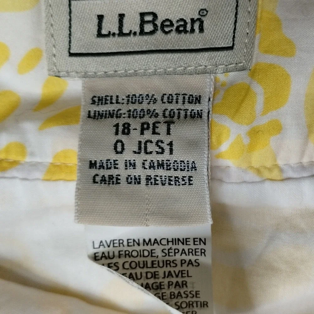 L.L.Bean Floral Skort Yellow White Cotton Blend‎ Casual Skirt Size 18 Petite